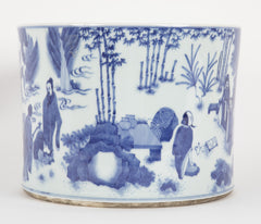 Chinese Blue & White Porcelain Brush Pot