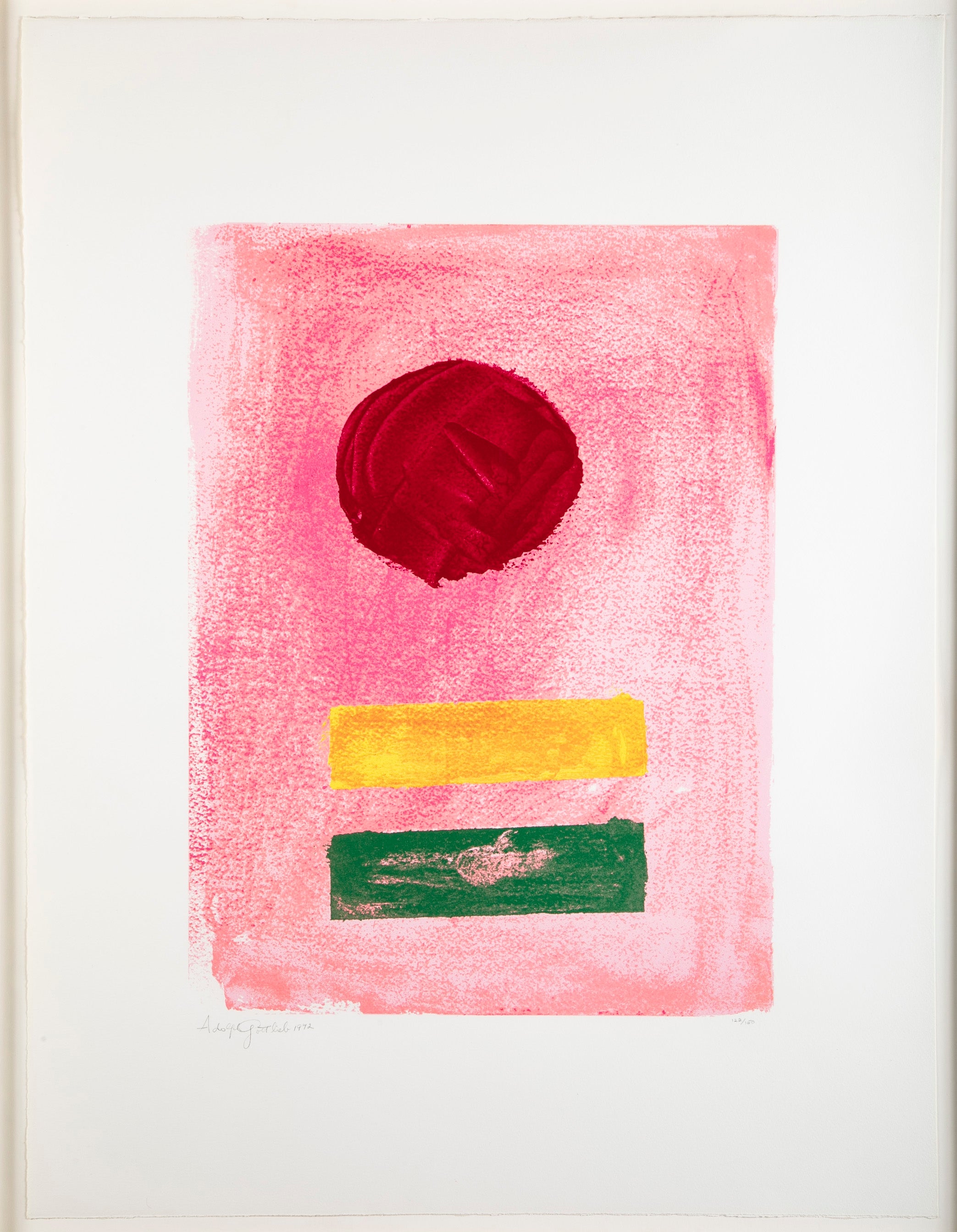 "Pink Ground" Color Lithograph by American Abstract Artist Adolf Gottlieb