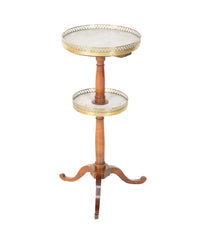 A Louis XVI Period Two Tier Stand with Marble Tops & Gallery