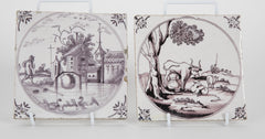 Two 18th Century Manganese Delft Tiles