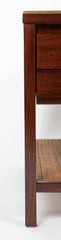 Pair of Occasional Black Leather Top Walnut Tables by Paul McCobb for Calvin Irwin