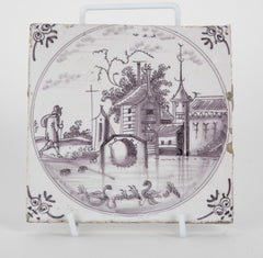 Two 18th Century Manganese Delft Tiles