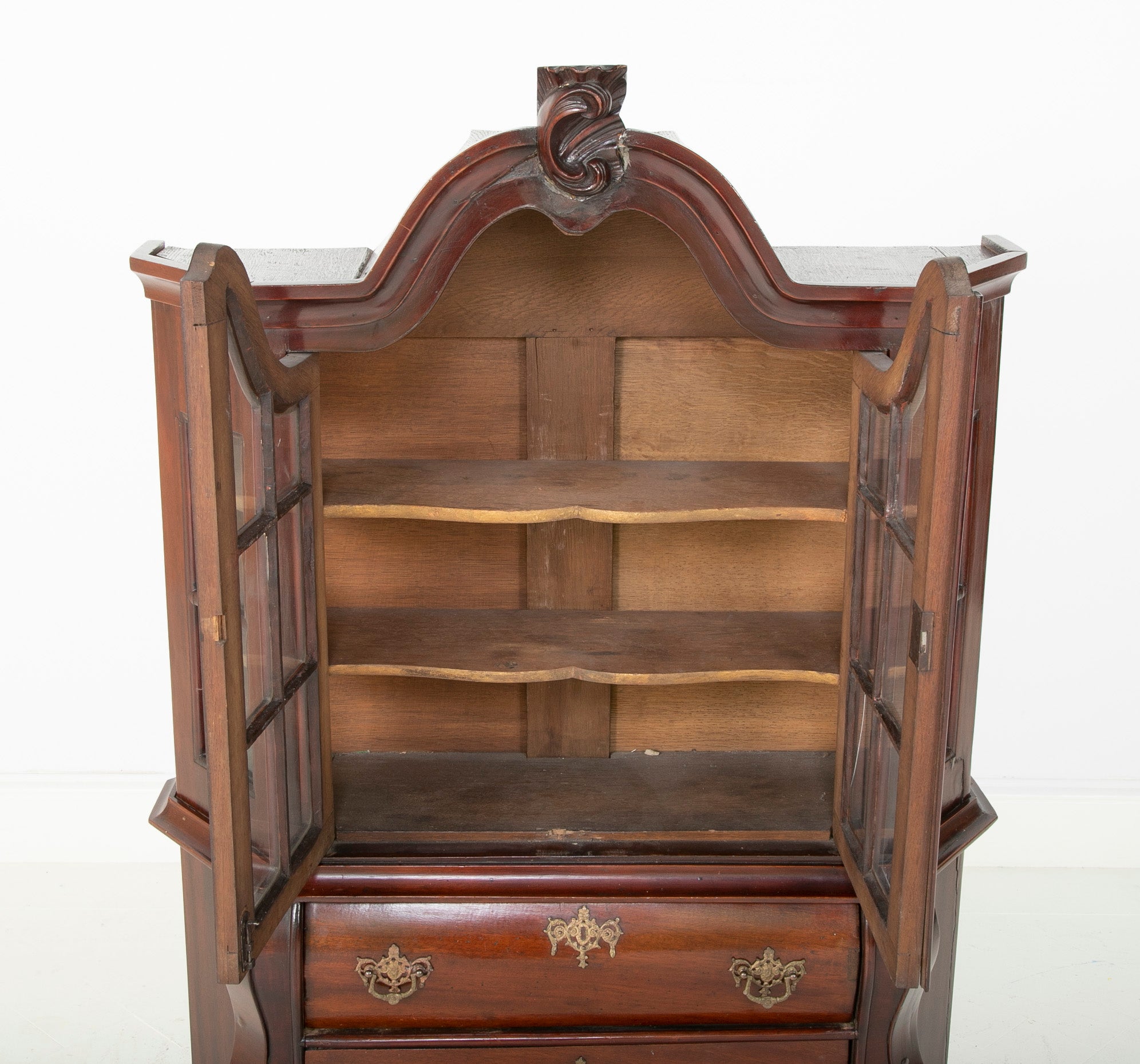 A Late 18th Century Miniature Dutch Kettle Base Paw Foot Bookcase