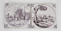 Two 18th Century Manganese Delft Tiles