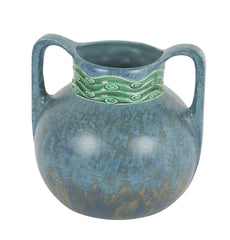 Austrian Ceramic Double Handled Blue Vase