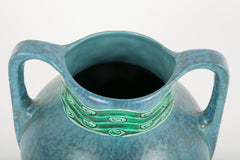 Austrian Ceramic Double Handled Blue Vase