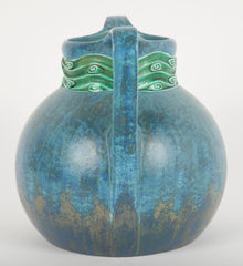 Austrian Ceramic Double Handled Blue Vase