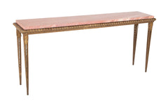 Gilt Metal and Marble Console Table in the Manner of Gilbert Poillerat