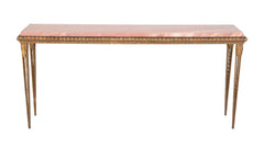 Gilt Metal and Marble Console Table in the Manner of Gilbert Poillerat