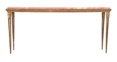 Gilt Metal and Marble Console Table in the Manner of Gilbert Poillerat