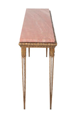 Gilt Metal and Marble Console Table in the Manner of Gilbert Poillerat