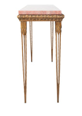 Gilt Metal and Marble Console Table in the Manner of Gilbert Poillerat