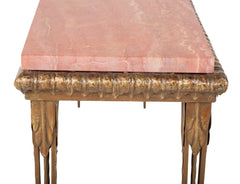 Gilt Metal and Marble Console Table in the Manner of Gilbert Poillerat
