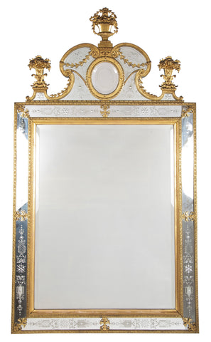 Swedish Etched Glass and Bronze D'ore Mirror in Style of Burchard Precht