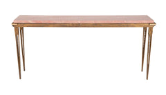 Gilt Metal and Marble Console Table in the Manner of Gilbert Poillerat