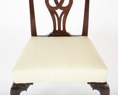 George II Mahogany Side Chair with Foliate Carved Cabriolet Legs on Scroll Feet.
