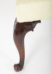 George II Mahogany Side Chair with Foliate Carved Cabriolet Legs on Scroll Feet.