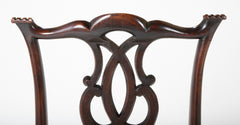 George II Mahogany Side Chair with Foliate Carved Cabriolet Legs on Scroll Feet.