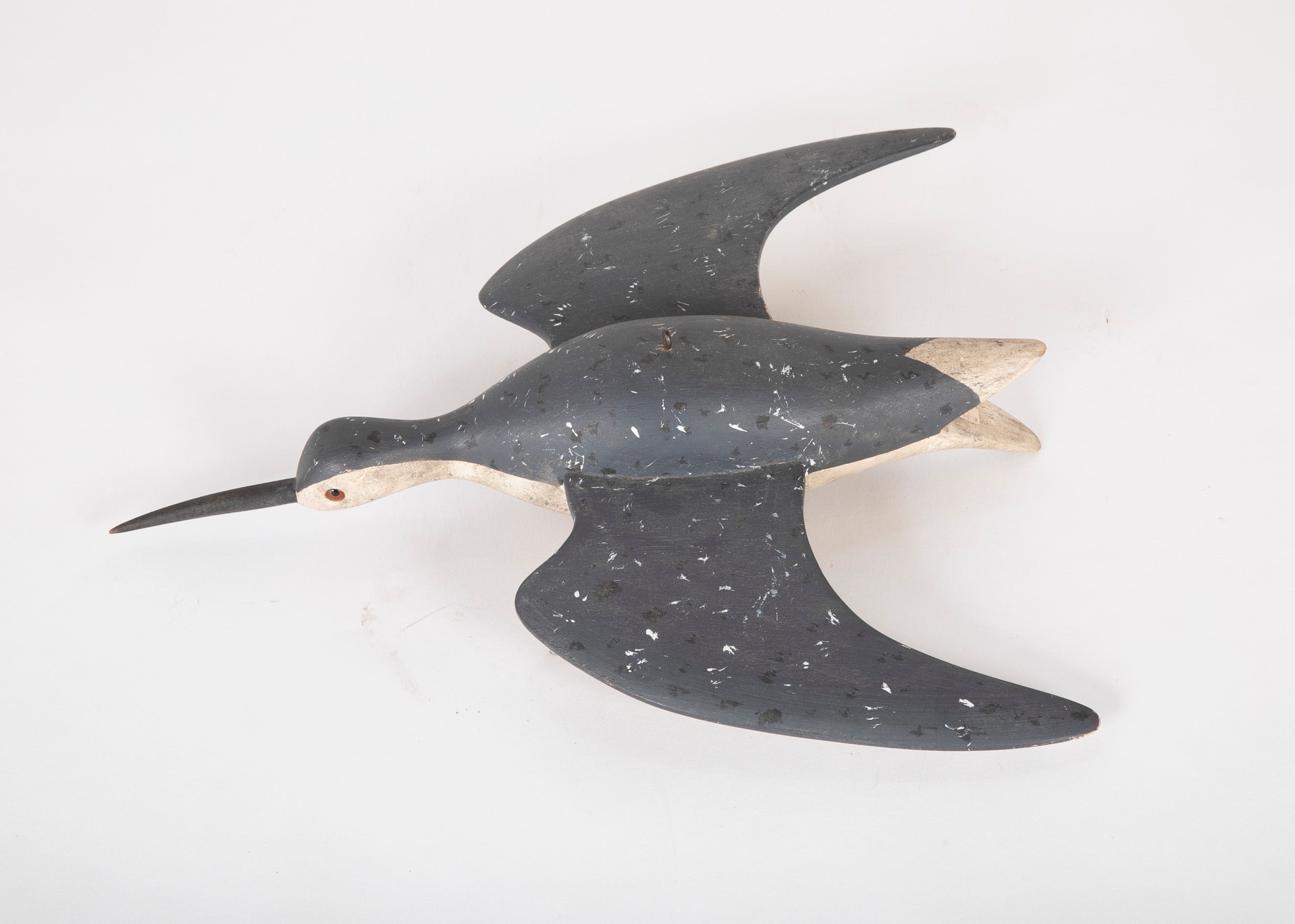 Carved and Painted Flying Decoy Signed with Stamp "Stevens"
