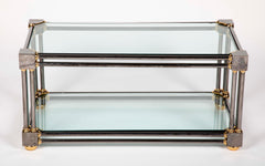Extraordinary Heavy Custom Brass & Gun Metal Steel Coffee Table
