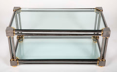 Extraordinary Heavy Custom Brass & Gun Metal Steel Coffee Table