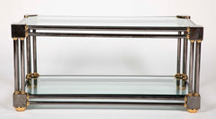 Extraordinary Heavy Custom Brass & Gun Metal Steel Coffee Table