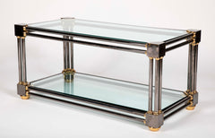 Extraordinary Heavy Custom Brass & Gun Metal Steel Coffee Table