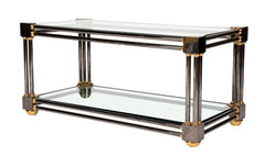 Extraordinary Heavy Custom Brass & Gun Metal Steel Coffee Table