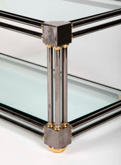 Extraordinary Heavy Custom Brass & Gun Metal Steel Coffee Table
