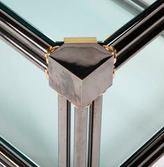Extraordinary Heavy Custom Brass & Gun Metal Steel Coffee Table