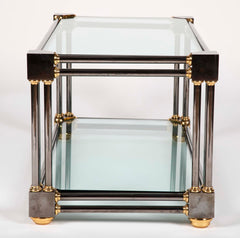 Extraordinary Heavy Custom Brass & Gun Metal Steel Coffee Table