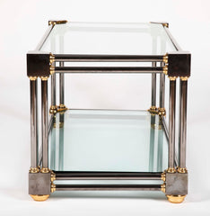 Extraordinary Heavy Custom Brass & Gun Metal Steel Coffee Table