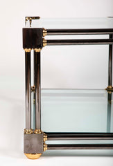 Extraordinary Heavy Custom Brass & Gun Metal Steel Coffee Table