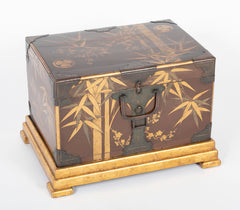 Japanese Edo Period Fabric Chest on Later Gilt Stand