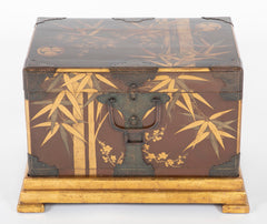 Japanese Edo Period Fabric Chest on Later Gilt Stand