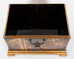 Japanese Edo Period Fabric Chest on Later Gilt Stand