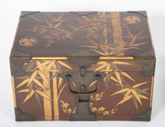 Japanese Edo Period Fabric Chest on Later Gilt Stand