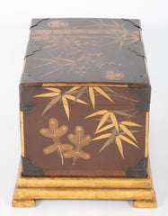 Japanese Edo Period Fabric Chest on Later Gilt Stand