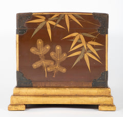 Japanese Edo Period Fabric Chest on Later Gilt Stand