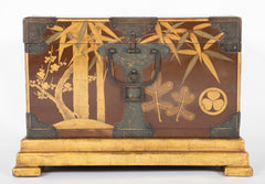 Japanese Edo Period Fabric Chest on Later Gilt Stand