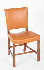 "The Red Chair" Mahogany & Leather Side Chair Model 3949 Designed by Kaare Klint