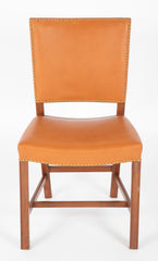 "The Red Chair" Mahogany & Leather Side Chair Model 3949 Designed by Kaare Klint