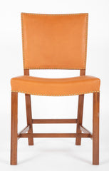 "The Red Chair" Mahogany & Leather Side Chair Model 3949 Designed by Kaare Klint