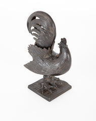 Japanese Patinated Bronze Incense Burner in the Form of a Rooster