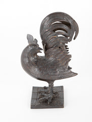 Japanese Patinated Bronze Incense Burner in the Form of a Rooster
