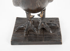 Japanese Patinated Bronze Incense Burner in the Form of a Rooster