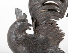 Japanese Patinated Bronze Incense Burner in the Form of a Rooster