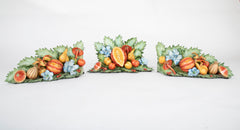 Large 3 Part Porcelain Garniture Set with Fruit, Flowers & Vegetables by Katherine Houston