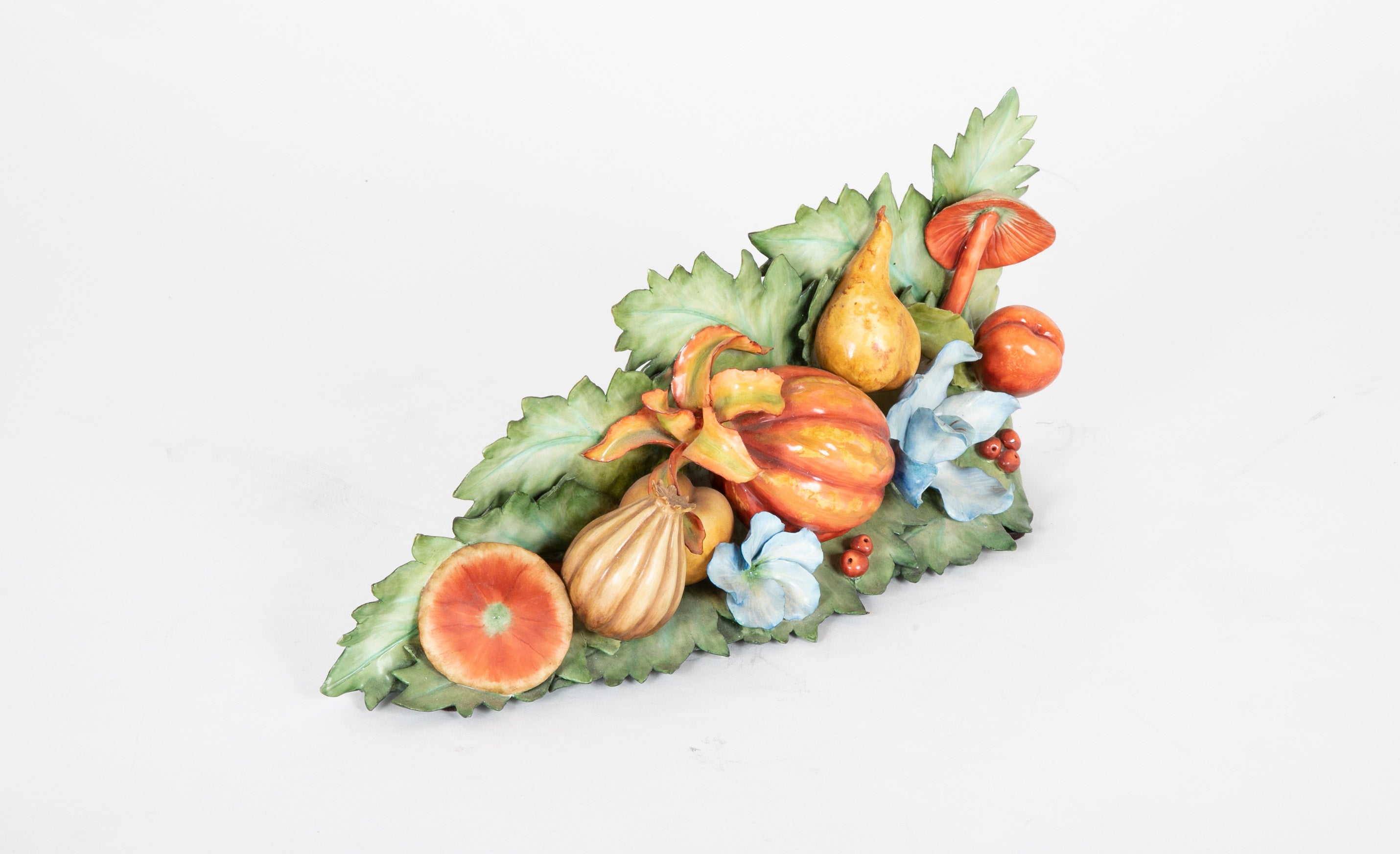 Large 3 Part Porcelain Garniture Set with Fruit, Flowers & Vegetables by Katherine Houston