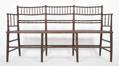 American Three Seat Sheraton Spindle Back Bench